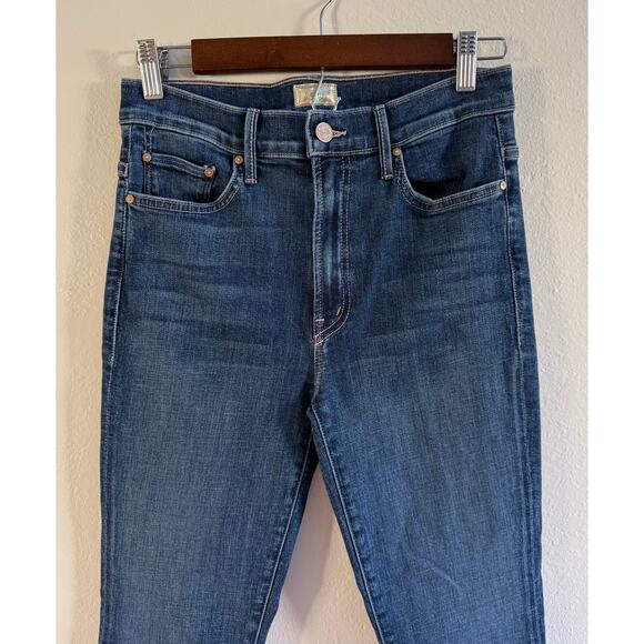 MOTHER The Insider Step Fray Crop Girl Crush Stretch High Rise Jeans size 28 - Picture 6 of 11